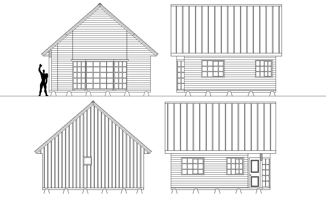 Elevation wooden house plan layout file