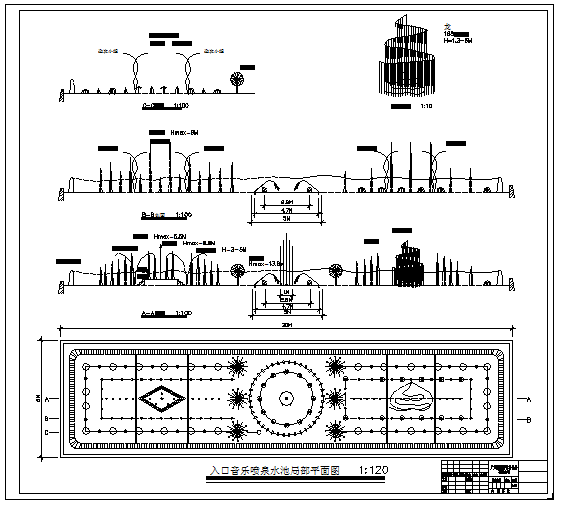  Entrance musical fountain pool partial floor plan