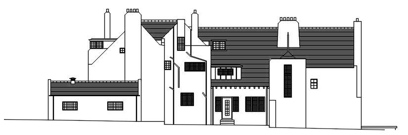  Front facade of the bungalow in autocad