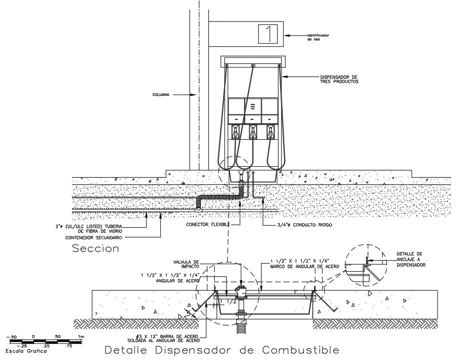 Fuel Dispenser Section And Elevation for DWG File