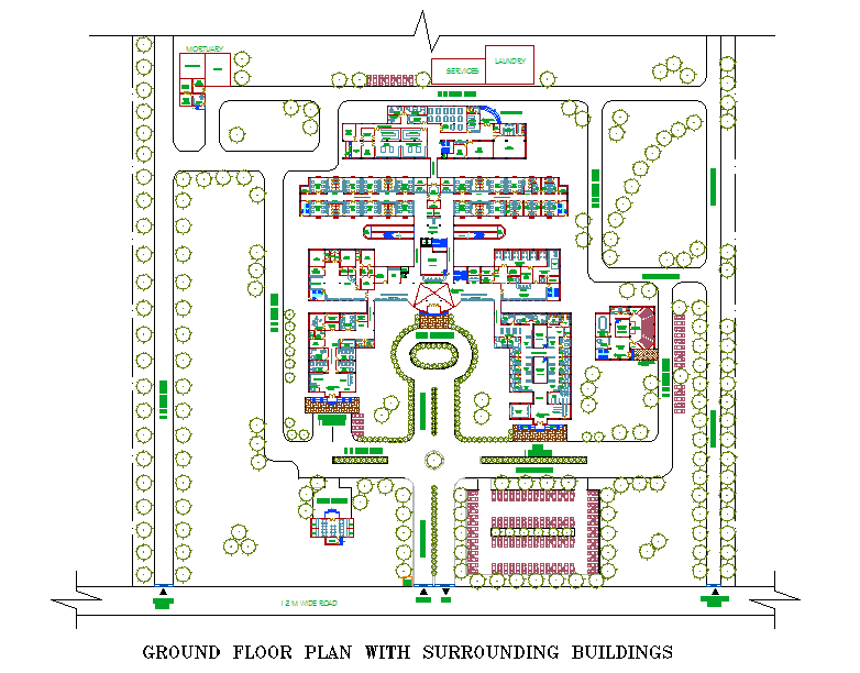 Ground floor plan with surrounding buildings