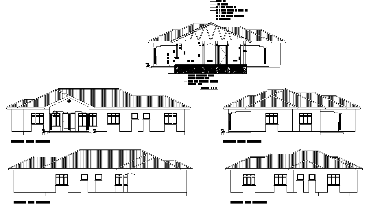 Guest house plan detail dwg file.