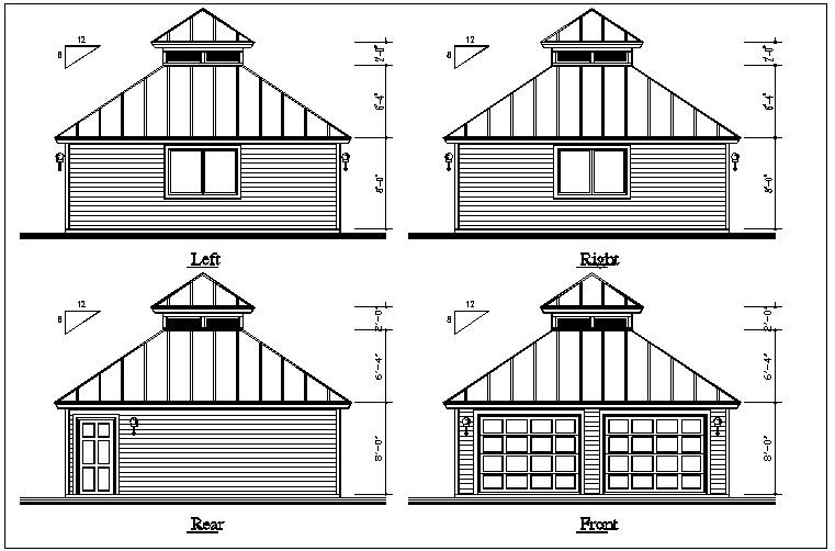 House elevation view detail dwg file