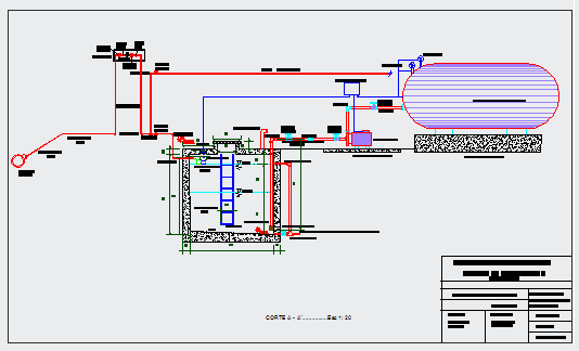 Hydraulic sanitary facilities section design drawing