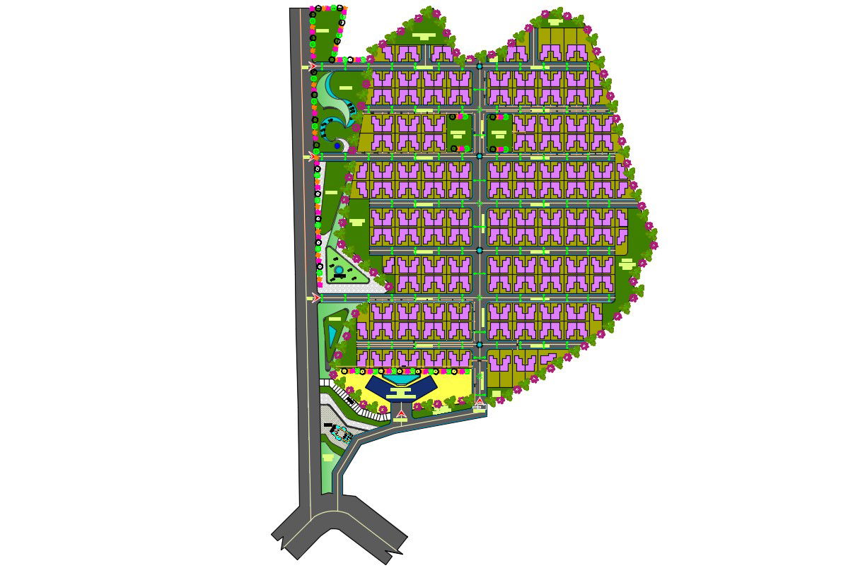 Ideas For Master Plan Of Twin Bungalow With Landscape Design Autocad File
