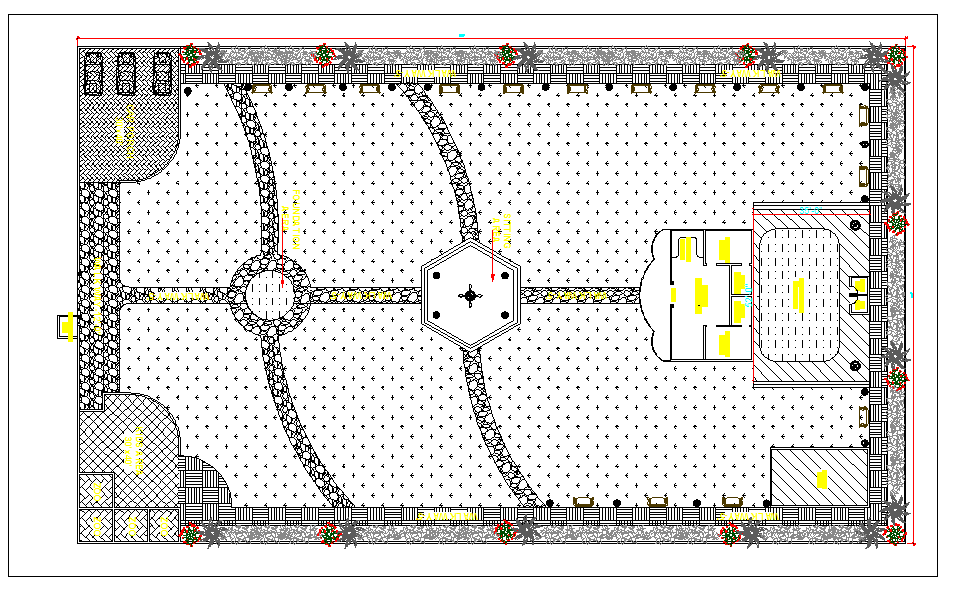 Layout plan and floor plan of a farm house dwg file