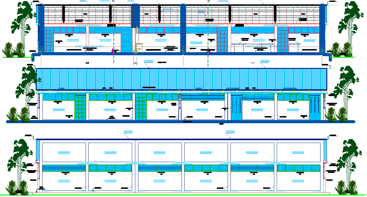 Library elevation detail dwg file