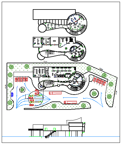 Mini mall design gas station, restaurant, pharmacy, stores etc