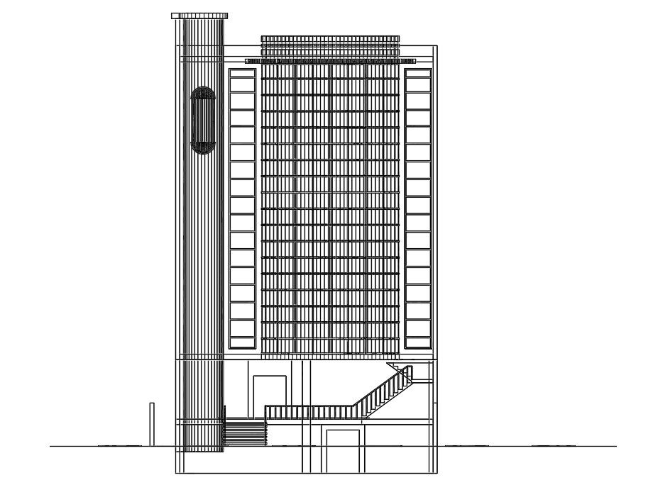 Office Building Elevation modern Detailed in DWG AutoCAD File
