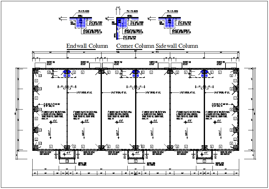 Plan layout of building detail view dwg file