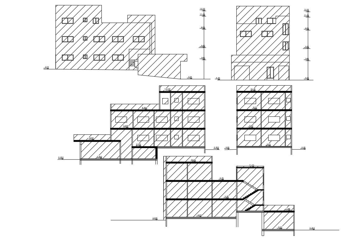 Residential House Elevations And Sections AutoCAD File