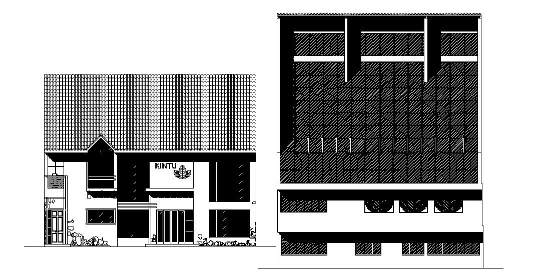  Sectional elevation of a restaurant in AutoCAD 