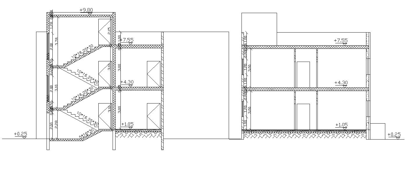 Two Section Of House Building Drawing AutoCAD File