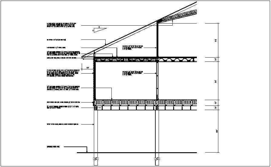 Wall roof connection section view detail dwg file