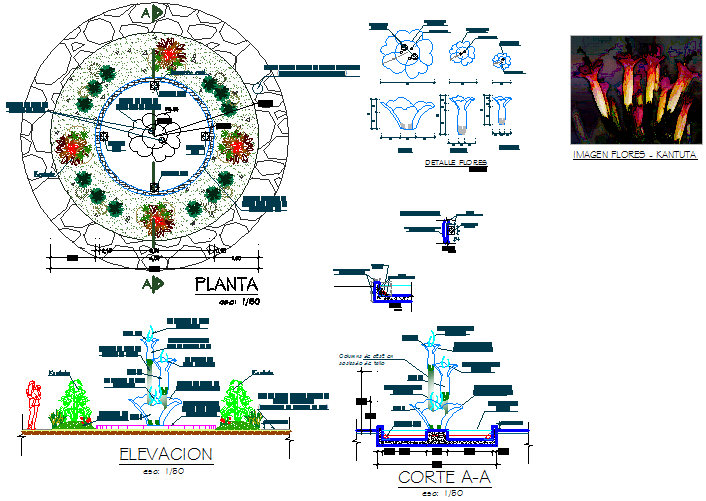 Water source plan, elevation and section detail dwg