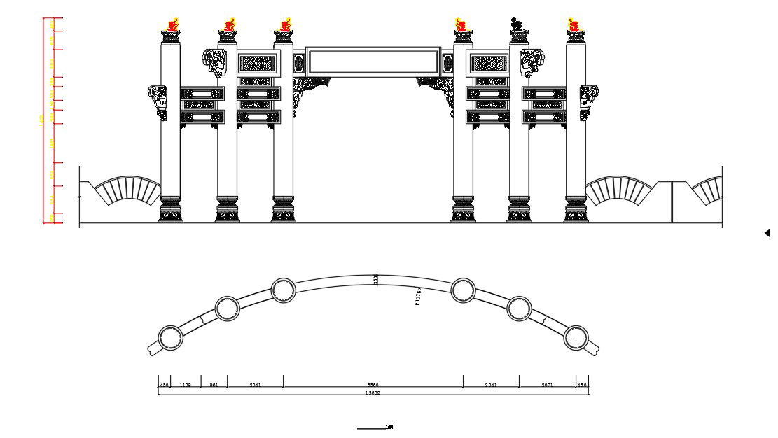 Yard wall elevation Design For CAD Block For DWG File