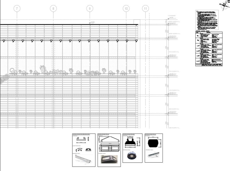 exterior lighting detail of corporate building