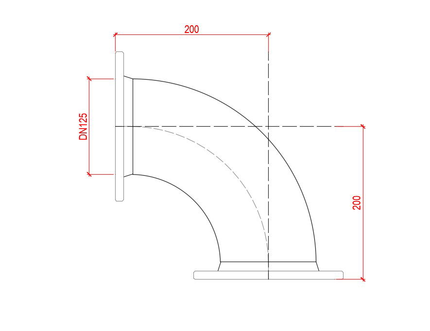 flanged bend 90° ductile iron DN125mm