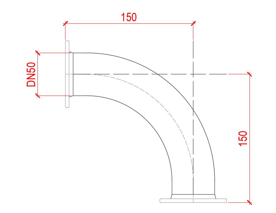 flanged bend 90° ductile iron DN50mm