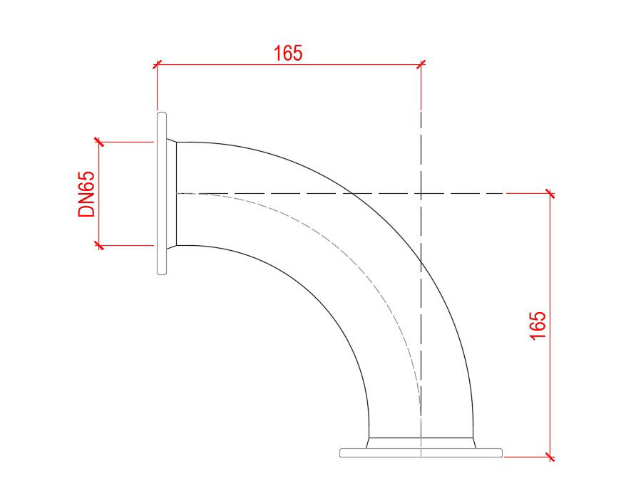 flanged bend 90° ductile iron DN65mm