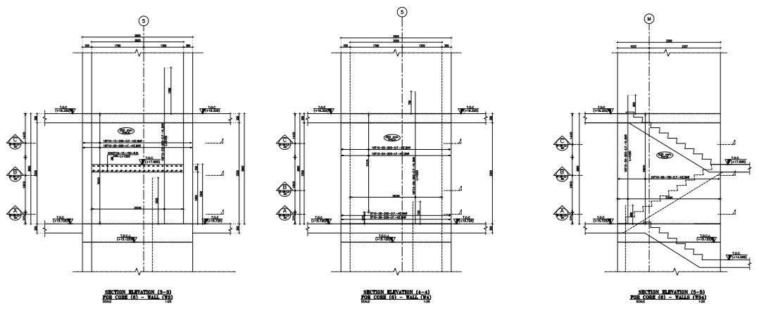 structural detail plan with section and elevation .