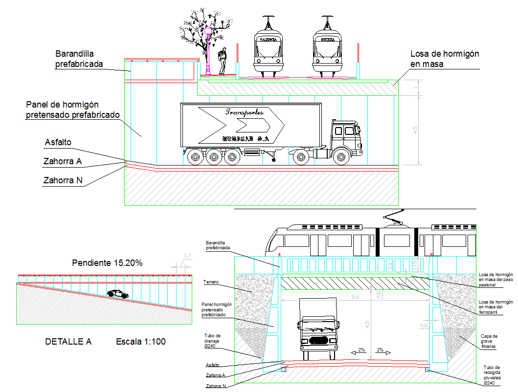 Rail Road Crossing CAD Drawing with Structural Section Details