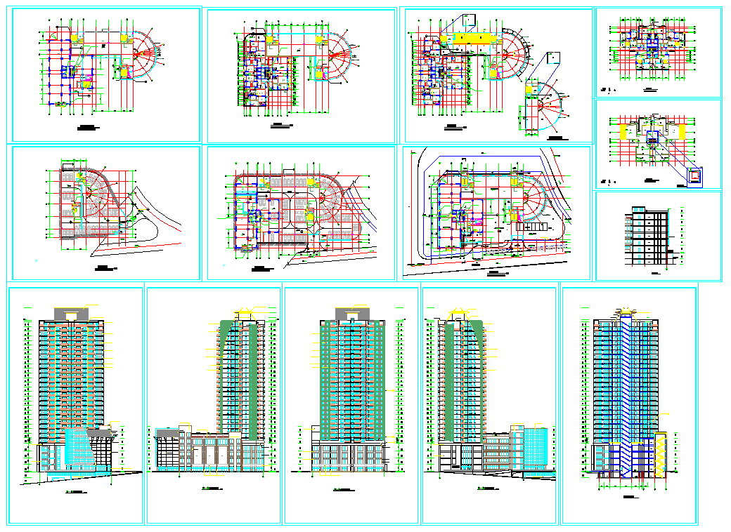 High Rise Residential Apartment AutoCAD DWG with Plans and Elevations