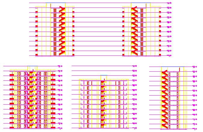 Multi Story Building Section Design With Floor And Stair Layout