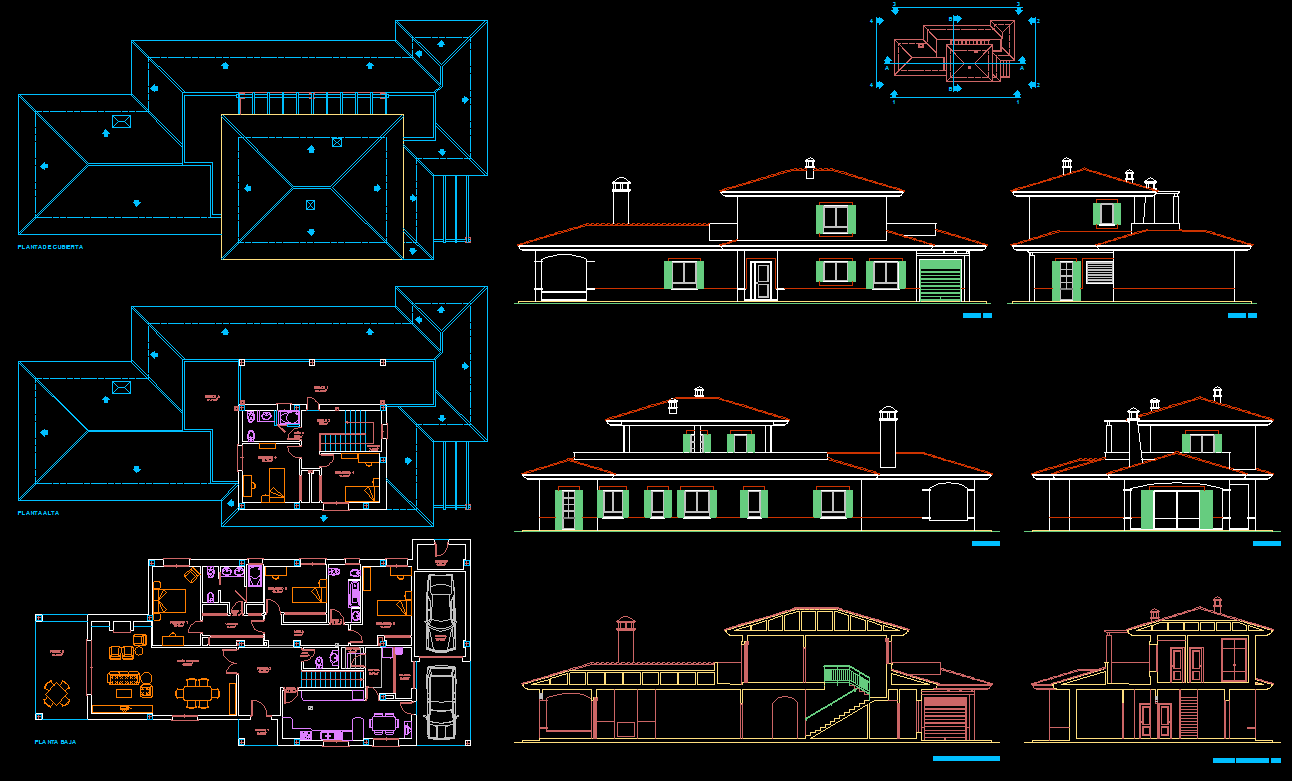 Modern Two Floor House AutoCAD DWG File with Plans and Layouts