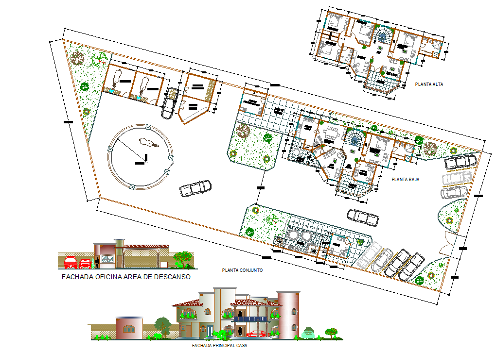 Traditional Village Home AutoCAD Plan with Cow House and Layout Design