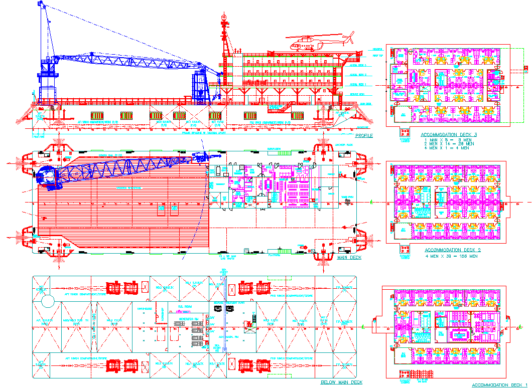 Boat Oil Facility CAD Drawing with Plans and Elevation Details