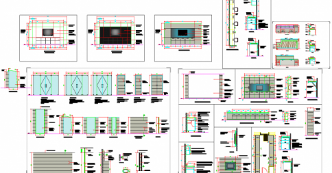 Corporate Office Interior 2D CAD Layout with Detailed Wall Elevations