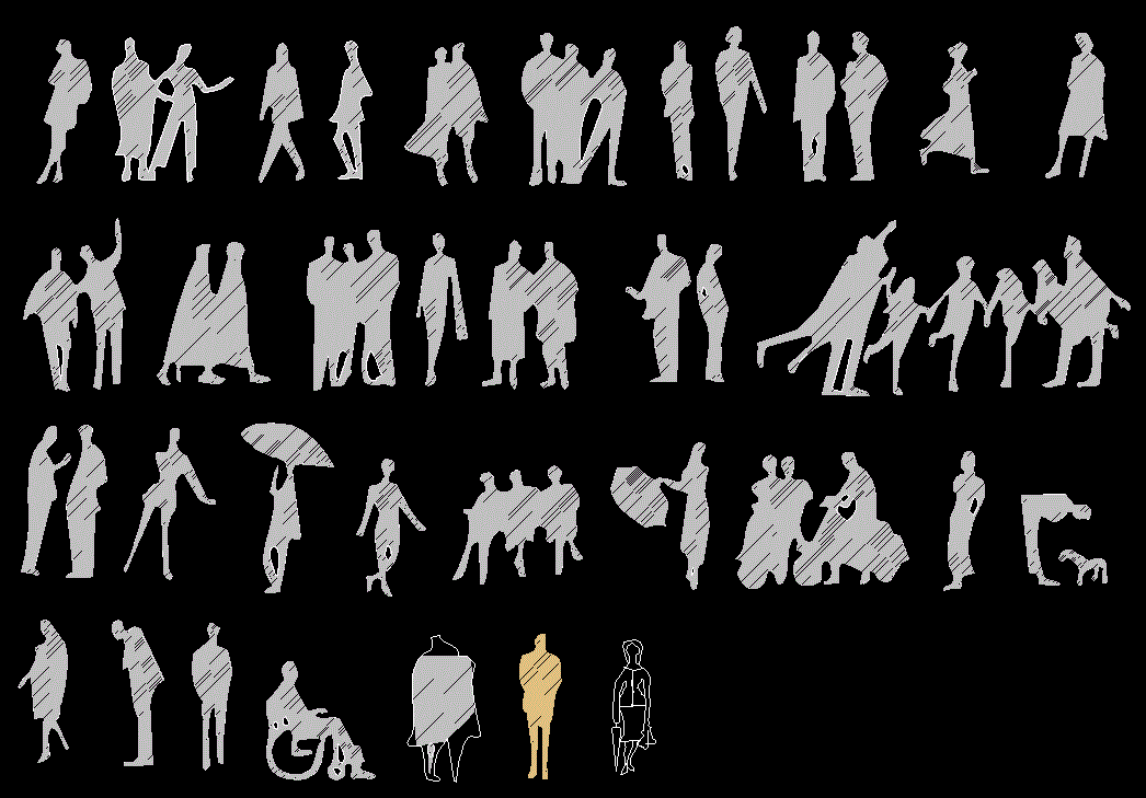Human Figures 2D AutoCAD DWG Blocks with Various Poses Collection