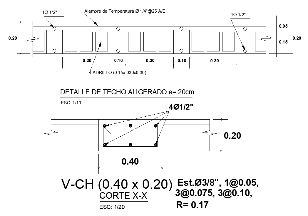 0.40X0.20 mm Column CAD Drawing Download DWG File