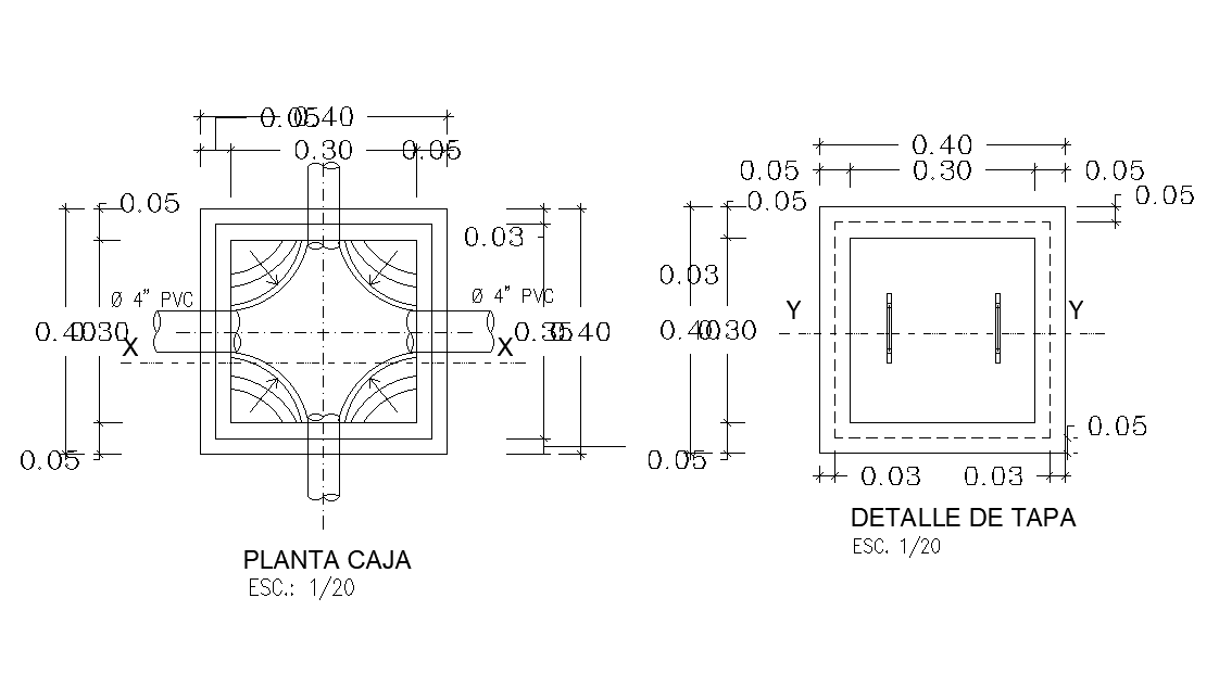 0.40X0.40 Size Septic Tank Plan CAD Drawing Download Free DWG File