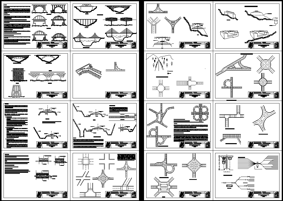 Road Bridge CAD Drawing with Detailed Elevation and Plan Views