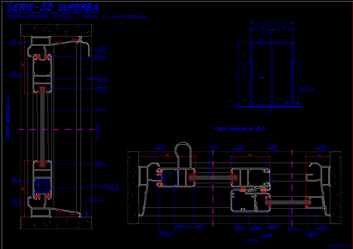 Detailed Aluminum Window CAD Drawing and 2D Design File for Architects