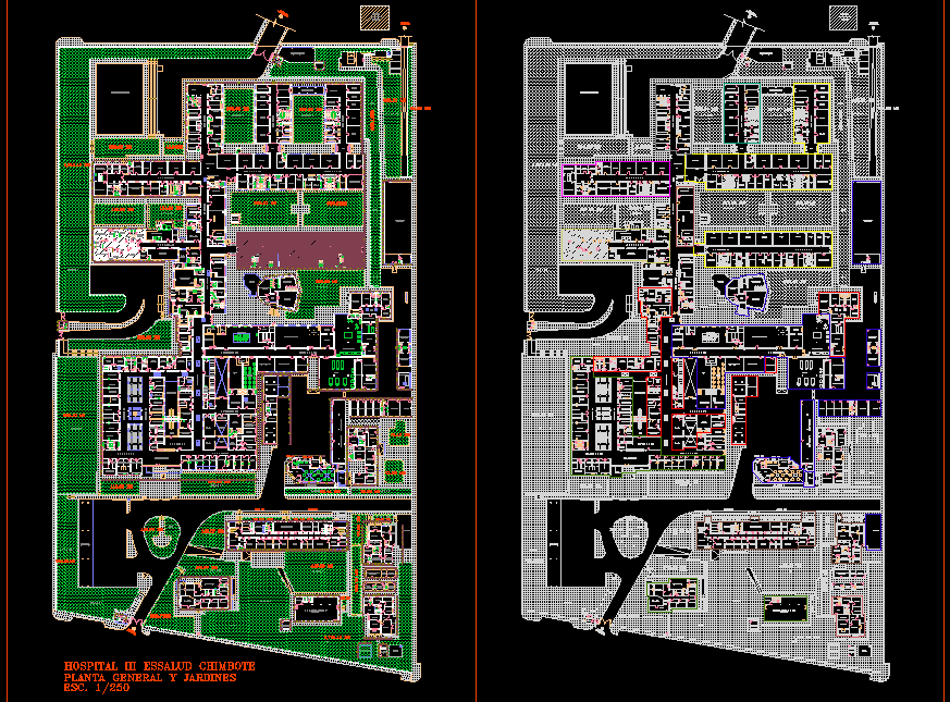 Hospital Building Plan with Detailed Medical Facility Layout DWG