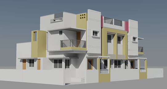3D Modern Bungalow DWG Design with Floor Layout for Architects