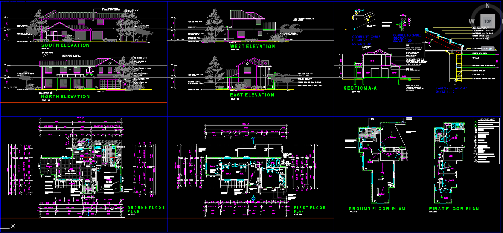 2D House AutoCAD DWG File with Detailed Floor Plans and Layouts