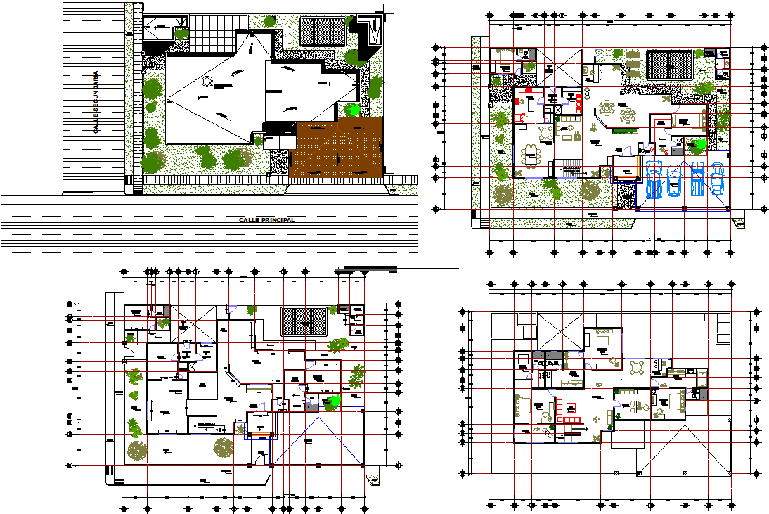 Beach House AutoCAD DWG with Detailed Floor Plans and Furniture Layout
