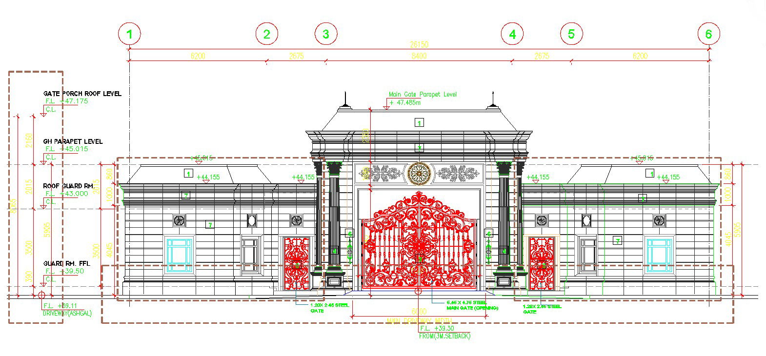 Main Gate Design Plan in DWG Format with CAD Details