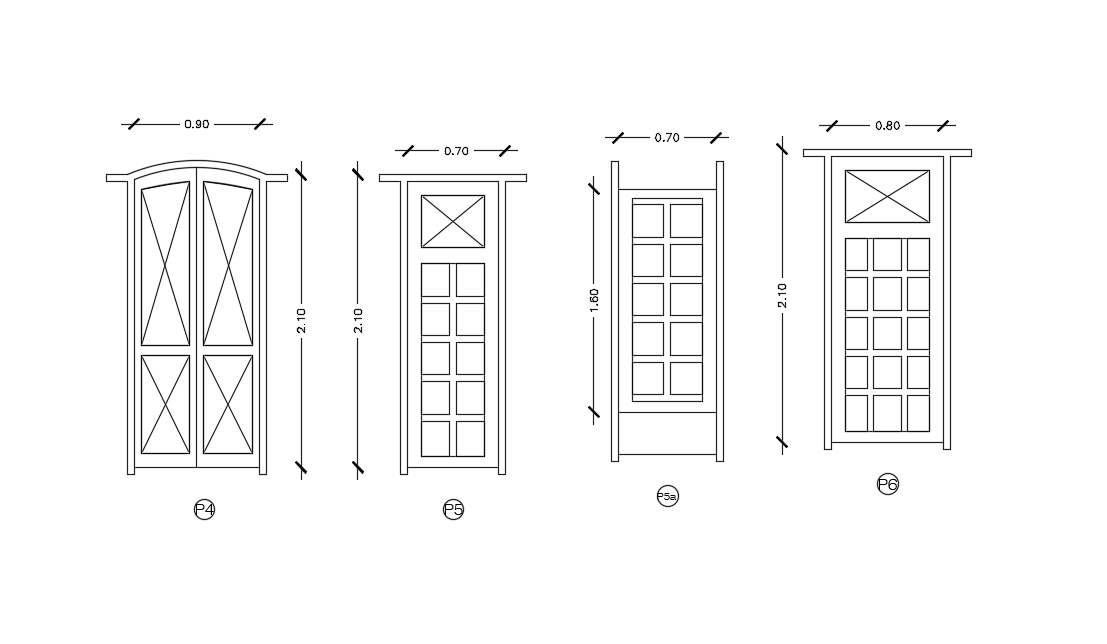 0.9x2.1m door plan is given in this Autocad drawing file.Download now.