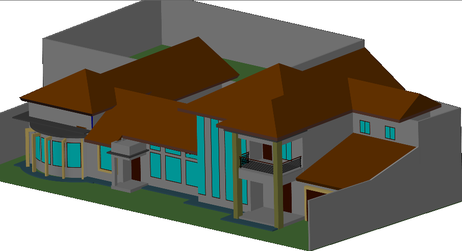 2 Storey Modern House AutoCAD DWG Design with 3D Architectural View