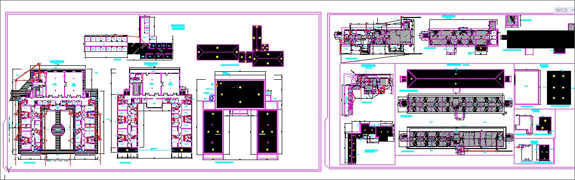 Clinic architecture layout with unit details and furniture planning