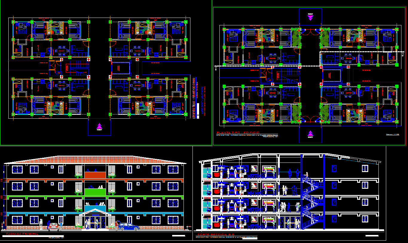 3 BHK Apartment AutoCAD File with Detailed 2D Architectural Drawings
