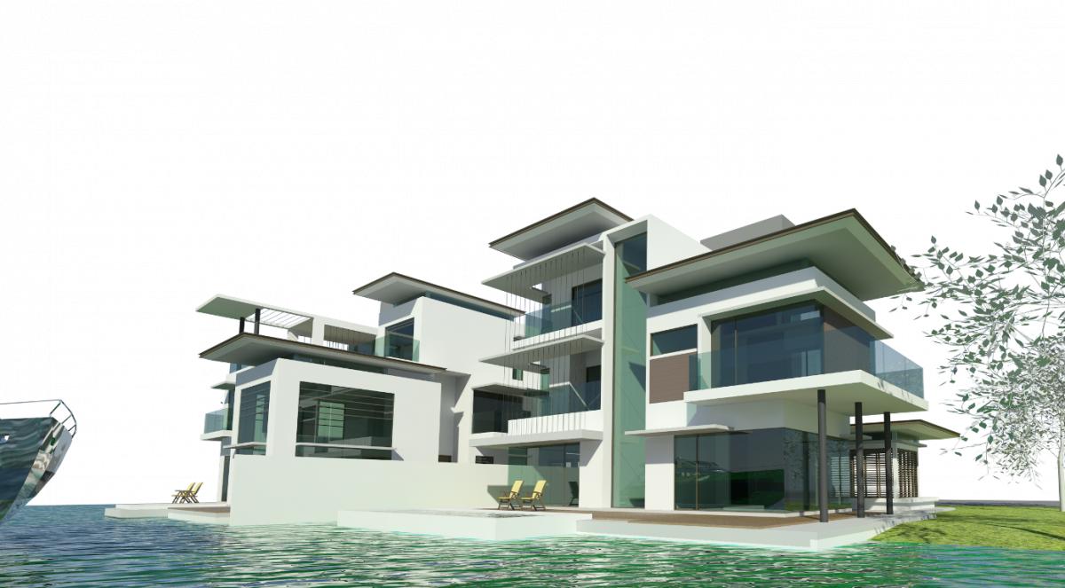 Modern Bungalow AutoCAD DWG File with 3D Rendered Architectural View