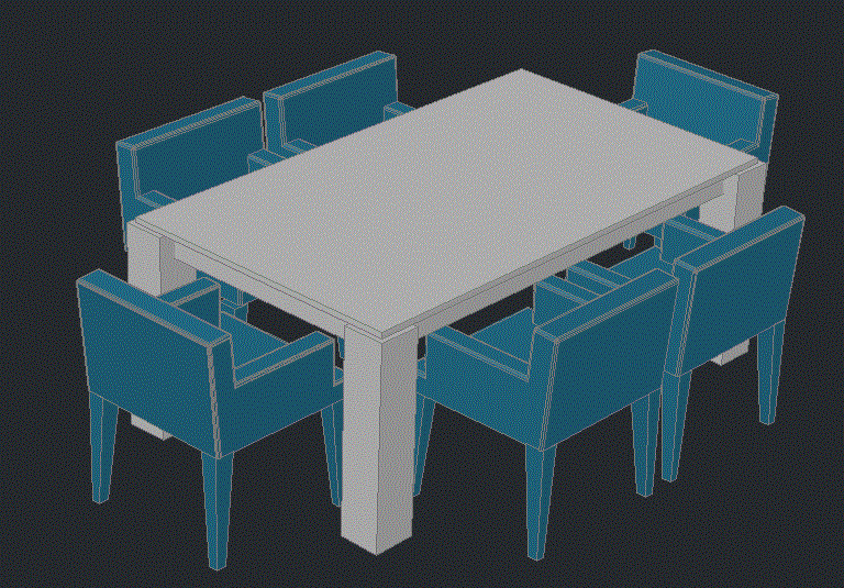 3D Dining Table CAD Drawing File for Modern Interior Design Work