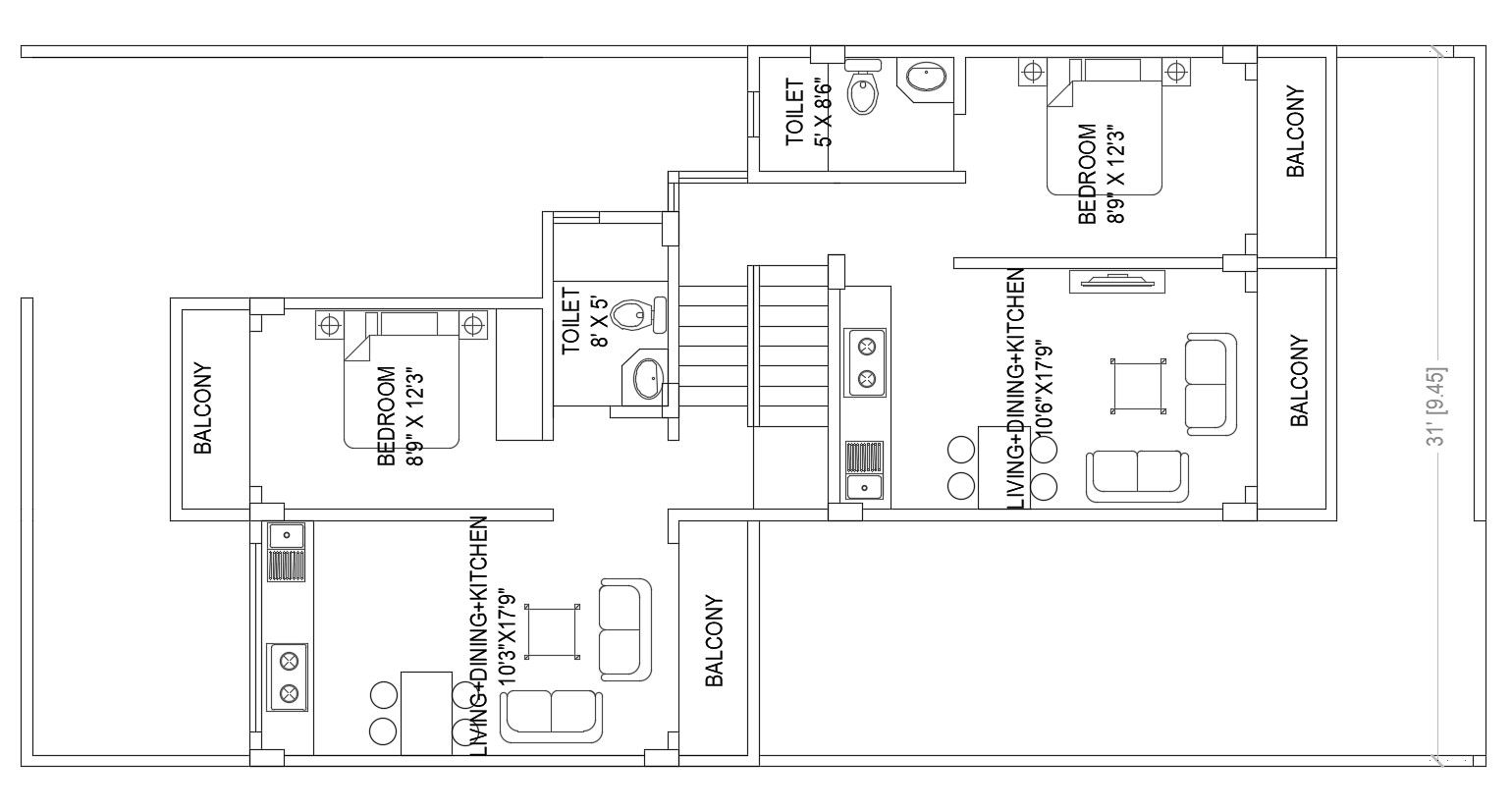 1 Bedroom Apartment Furniture Layout Plan