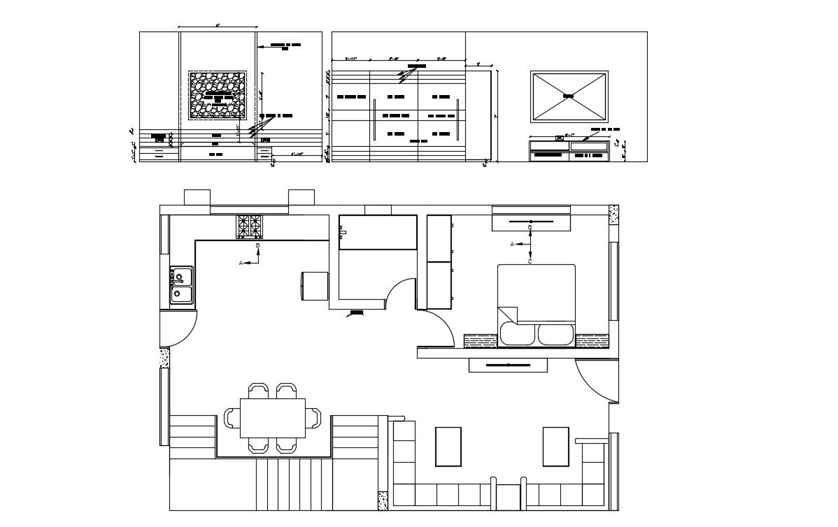 1 bhk House Plan Drawing